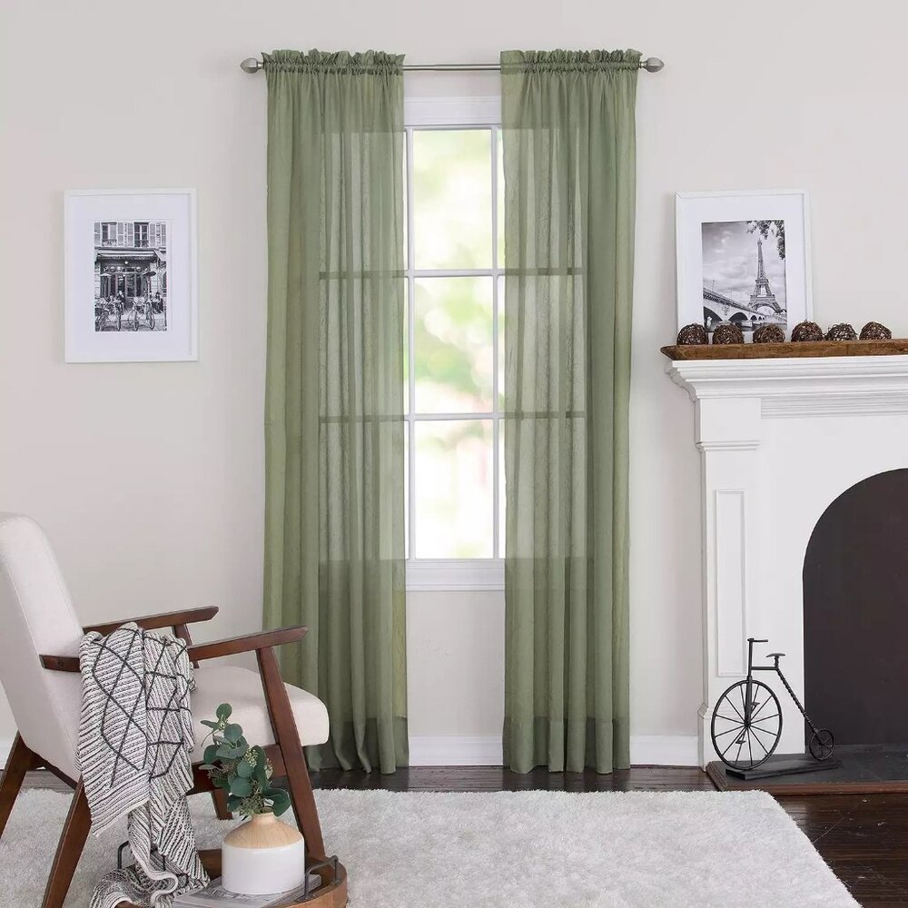 NEW Set of 2- Preston Miller 52" x 84" One Rod Pocket Panels, Basil Curtains